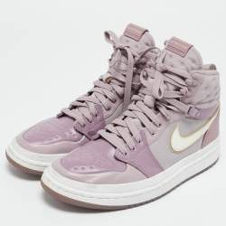 Air Jordans Purple/Grey Fabric and Leather Air Jordan 1 High Top Sneakers Size 41