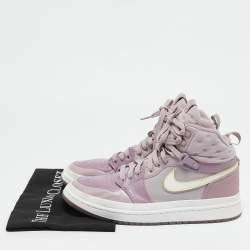 Air Jordans Purple/Grey Fabric and Leather Air Jordan 1 High Top Sneakers Size 41