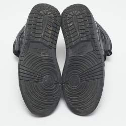 Air Jordans Black Snakeskin Embossed Leather Air Jordan 1 High Top Sneakers Size 40