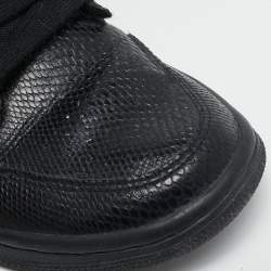 Air Jordans Black Snakeskin Embossed Leather Air Jordan 1 High Top Sneakers Size 40