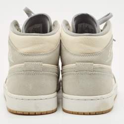 Air Jordans Grey/Beige Suede and Canvas Jordan 1 Mid SE Coconut Milk Particle Grey Sneakers Size 42.5