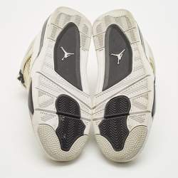 Air Jordans White/Black Leather Jordan 4 Retro Military Black Sneakers Size 45