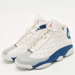 Air Jordans Multicolor Leather and Durabuck Jordan 13 Retro French Blue Sneakers Size 45