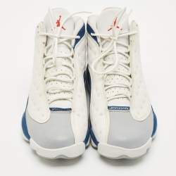 Air Jordans Multicolor Leather and Durabuck Jordan 13 Retro French Blue Sneakers Size 45