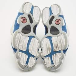 Air Jordans Multicolor Leather and Durabuck Jordan 13 Retro French Blue Sneakers Size 45