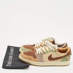 Air Jordans Multicolor Suede and Canvas Jordan 1 Retro Low OG Zion Williamson Voodoo Sneakers Size 41