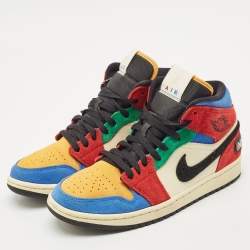 Air Jordans Multicolor Suede and Corduroy Jordan 1 Mid SE Fearless Blue the Great Sneakers Size 41