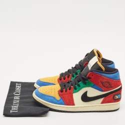 Air Jordans Multicolor Suede and Corduroy Jordan 1 Mid SE Fearless Blue the Great Sneakers Size 41
