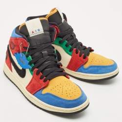 Air Jordans Multicolor Suede and Corduroy Jordan 1 Mid SE Fearless Blue the Great Sneakers Size 41