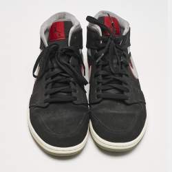 Air Jordans Black/Grey Durabuck and Leather Jordan 1 Mid Black Particle Grey Gym Red Sneakers Size 45.5