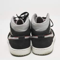 Air Jordans Black/Grey Durabuck and Leather Jordan 1 Mid Black Particle Grey Gym Red Sneakers Size 45.5