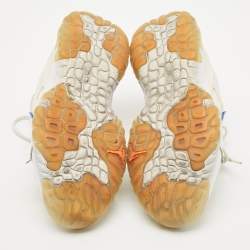 Pre Owned Air Jordans White Leather and Suede Delta 2  Lace Up Sneakers Size 44