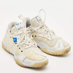 Pre Owned Air Jordans White Leather and Suede Delta 2  Lace Up Sneakers Size 44