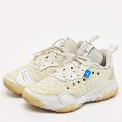 Pre Owned Air Jordans White Leather and Suede Delta 2  Lace Up Sneakers Size 44