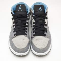Air Jordans Grey/Blue Canvas Air Jordan 1 Crater Mid Top Sneakers Size 40