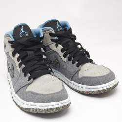 Air Jordans Grey/Blue Canvas Air Jordan 1 Crater Mid Top Sneakers Size 40