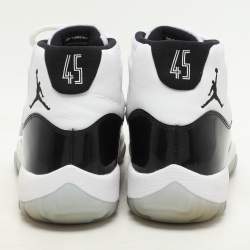 Air Jordan White/Black Patent And Canvas Jordan-11-Retro High Top Sneakers Size  44.5