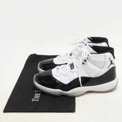 Air Jordan White/Black Patent And Canvas Jordan-11-Retro High Top Sneakers Size  44.5