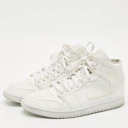 Air Jordans White Leather Jordan 1 Retro High OG Sneakers Size 45