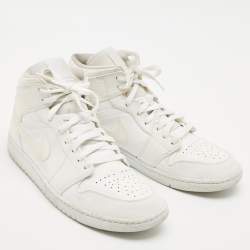 Air Jordans White Leather Jordan 1 Retro High OG Sneakers Size 45