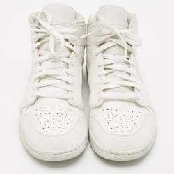 Air Jordans White Leather Jordan 1 Retro High OG Sneakers Size 45
