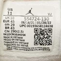 Air Jordans White Leather Jordan 1 Retro High OG Sneakers Size 45