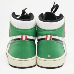 Air Jordans Green Leather 1 Retro High Zoom Sneakers Size 42.5