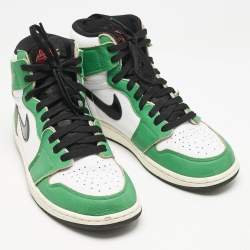 Air Jordans Green Leather 1 Retro High Zoom Sneakers Size 42.5