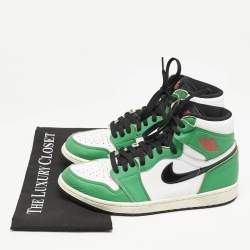 Air Jordans Green Leather 1 Retro High Zoom Sneakers Size 42.5