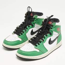 Air Jordans Green Leather 1 Retro High Zoom Sneakers Size 42.5