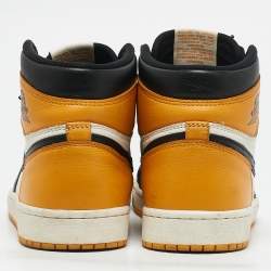 Air Jordans Yellow/Black Leather Air Jordan 1 High Top Sneakers Size 42