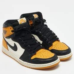 Air Jordans Yellow/Black Leather Air Jordan 1 High Top Sneakers Size 42