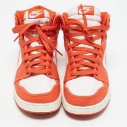 Air Jordans Orange Canvas and Leather Jordan 1 KO "Syracuse" High Top Sneakers Size 43