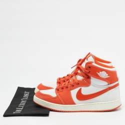 Air Jordans Orange Canvas and Leather Jordan 1 KO "Syracuse" High Top Sneakers Size 43