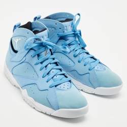 Pre Owned Air Jordans Blue Durabuck Leather Jordan 7 Retro Pantone Sneakers Size 45.5