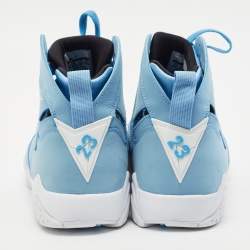 Pre Owned Air Jordans Blue Durabuck Leather Jordan 7 Retro Pantone Sneakers Size 45.5