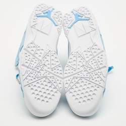 Pre Owned Air Jordans Blue Durabuck Leather Jordan 7 Retro Pantone Sneakers Size 45.5