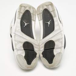 Air Jordans White/Black Leather Jordan 4 Retro Military Black Sneakers Size 42.5