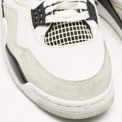 Air Jordans White/Black Leather Jordan 4 Retro Military Black Sneakers Size 42.5