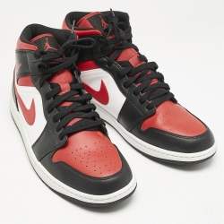 Air Jordans Multicolor Leather Jordan 1 Mid Gym Red Black White Sneakers Size 47.5