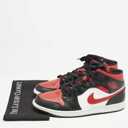 Air Jordans Multicolor Leather Jordan 1 Mid Gym Red Black White Sneakers Size 47.5