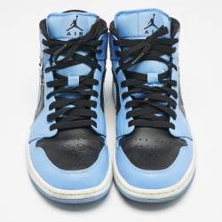Air Jordans Blue/Black Leather Jordan 1 Mid University Blue Black Sneakers Size 42.5