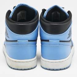 Air Jordans Blue/Black Leather Jordan 1 Mid University Blue Black Sneakers Size 42.5