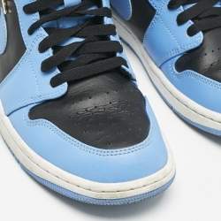Air Jordans Blue/Black Leather Jordan 1 Mid University Blue Black Sneakers Size 42.5
