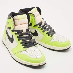 Air Jordans Green/White Leather 1 Retro OG High Top Sneakers Size 45