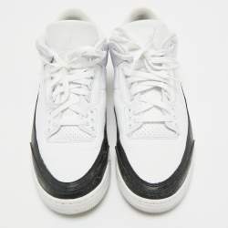 Pre Owned Air Jordans White Leather Jordan 3 Retro Fragment Sneakers Size 45.5