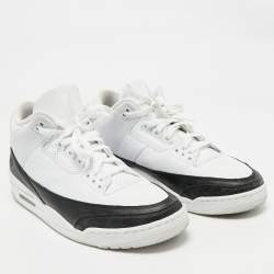 Pre Owned Air Jordans White Leather Jordan 3 Retro Fragment Sneakers Size 45.5
