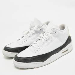 Pre Owned Air Jordans White Leather Jordan 3 Retro Fragment Sneakers Size 45.5