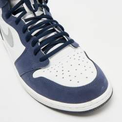 Pre Owned Air Jordans Navy Blue/White Suede and Leather Jordan 1 Retro High CO.JP Midnight Navy Sneakers Size 46