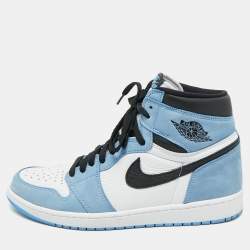 Air Jordans Blue/White Suede and Leather Jordan 1 Retro High OG University Blue Sneakers Size 46